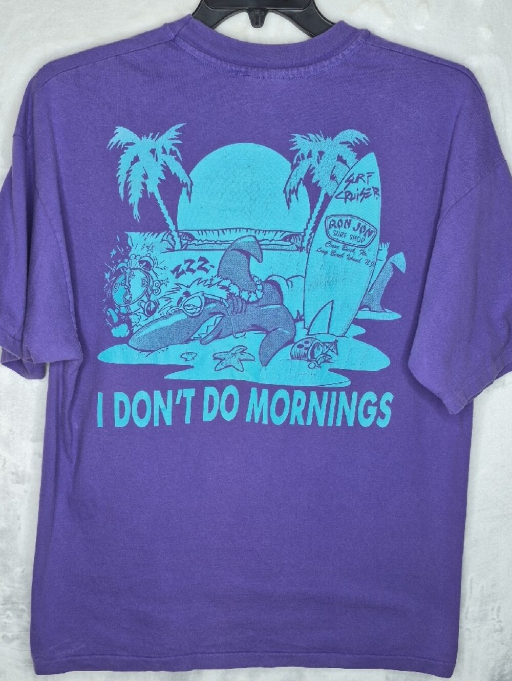 Vintage 1990s Ron Jon Surf Shop "I Don't Do Mornings" T-Shirt XL